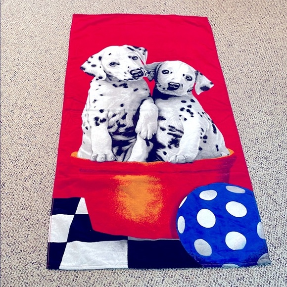 Copa Dalmatian Dog Beach Towel- Red and Blue NWT - Picture 1 of 4